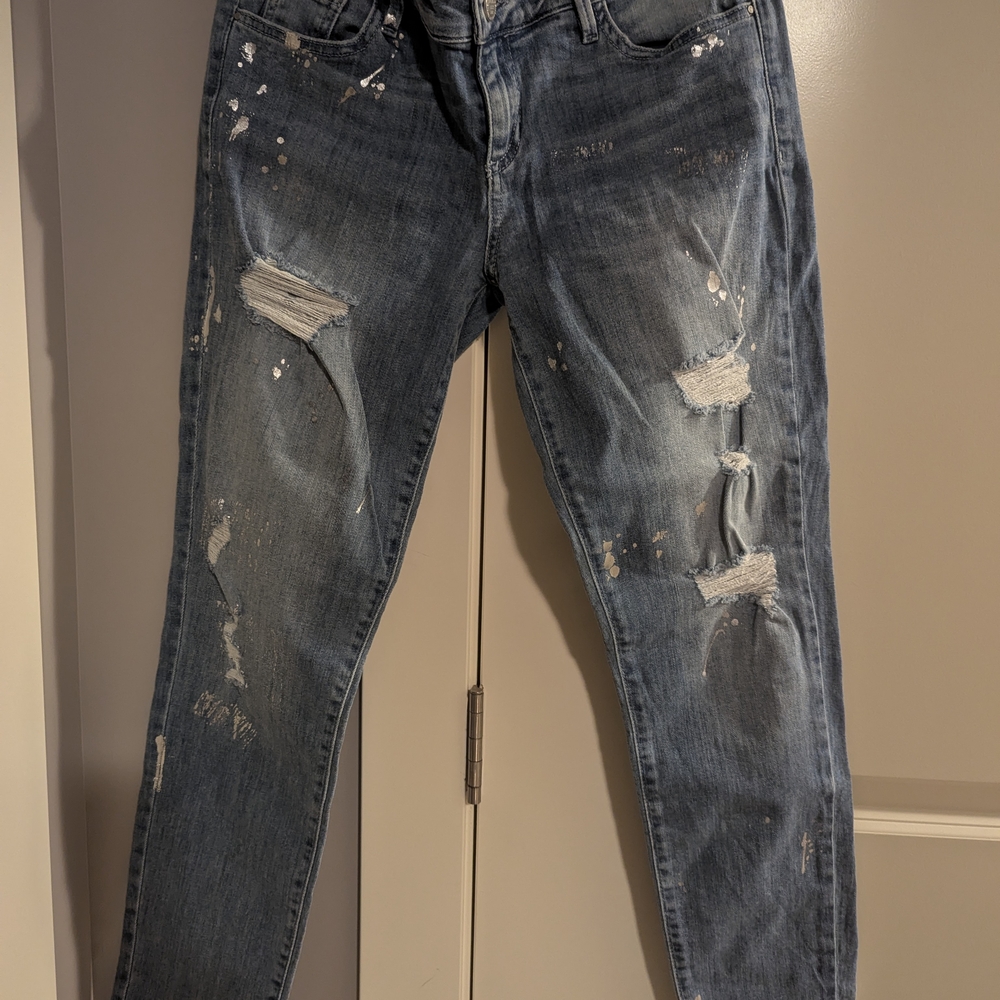 Guess Blue Skinny Jeans with Distressed Details